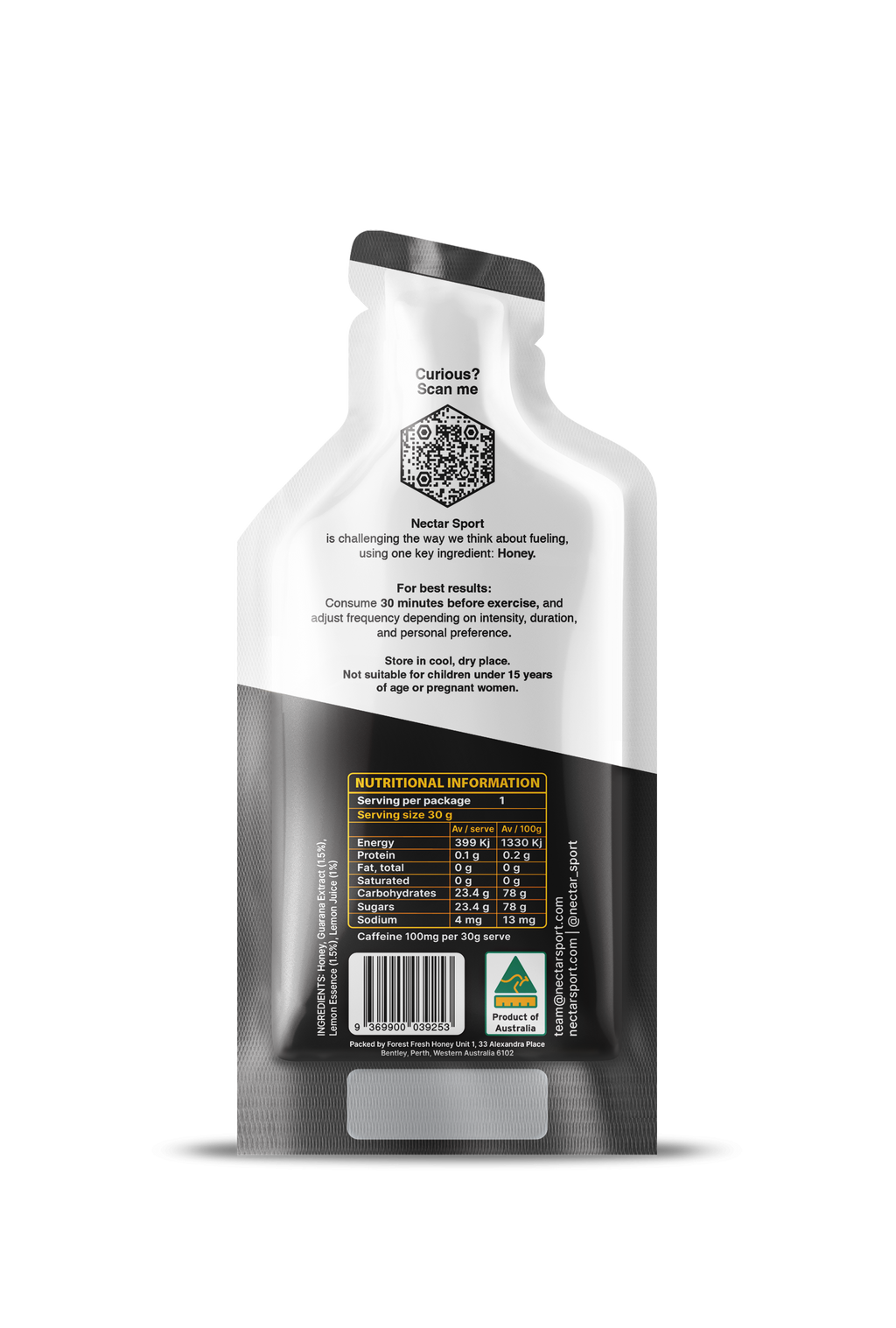 Raw Honey + Caffeine Energy Gel 12-Pack