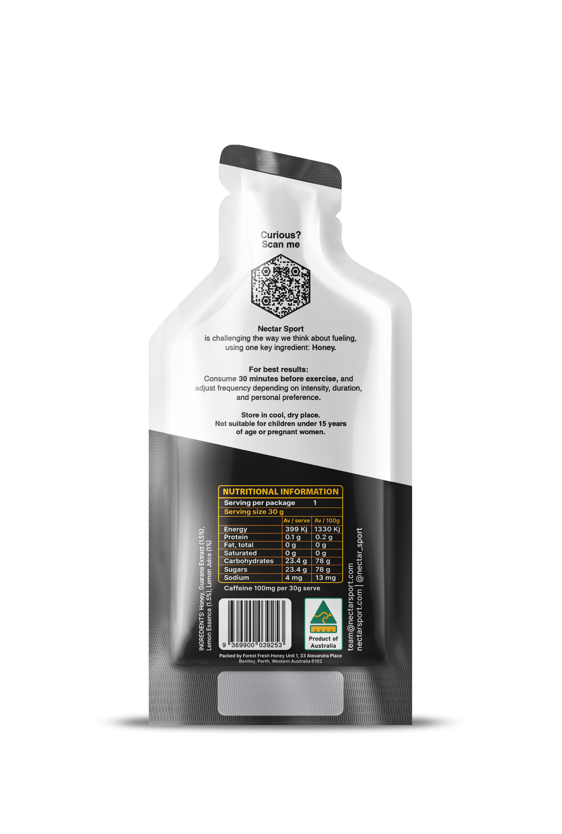 Raw Honey + Caffeine Energy Gel 24-Pack