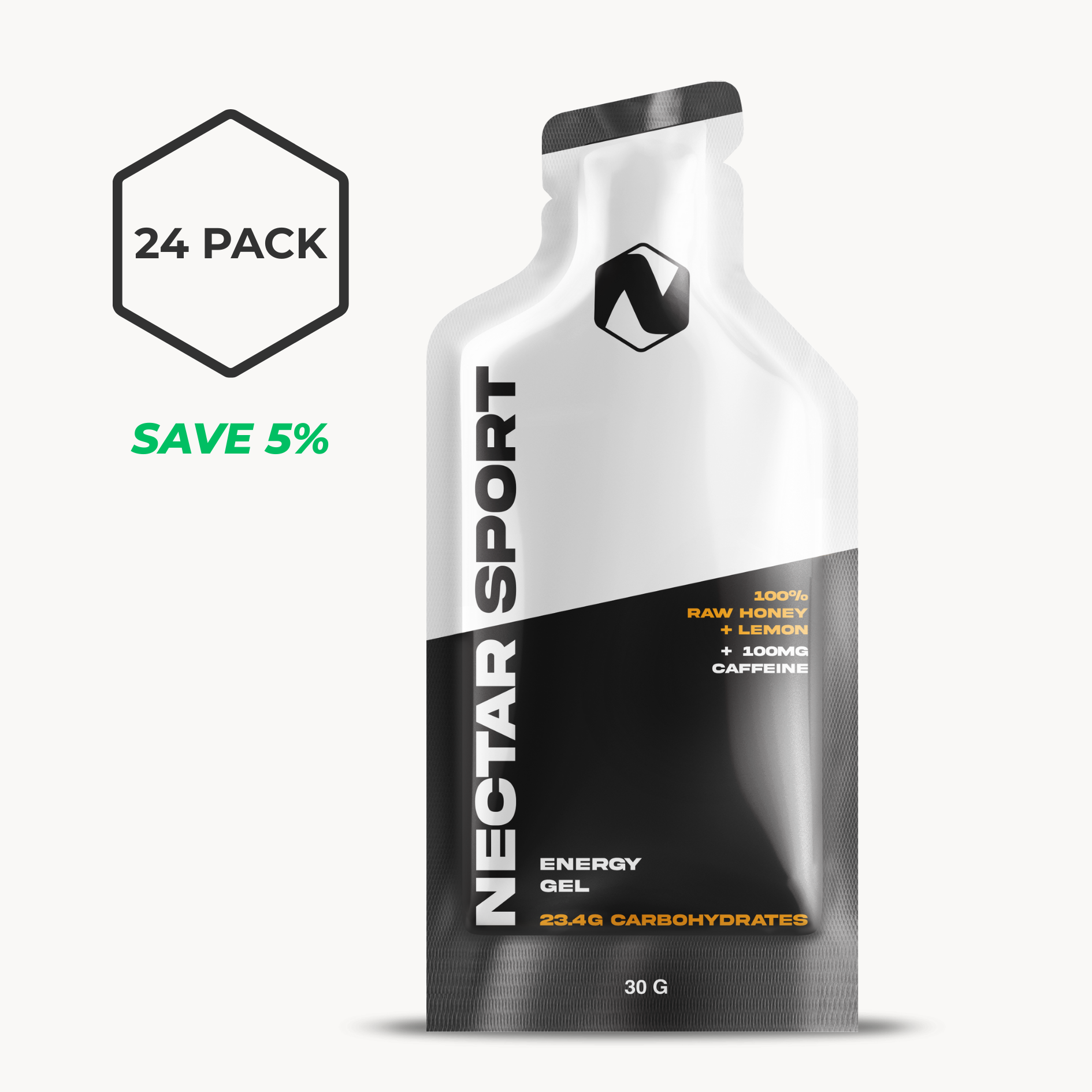 Raw Honey + Caffeine Energy Gel 24-Pack